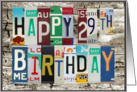 License Plates Happy 29th Birthday Card Car Lover card