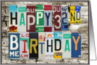 License Plates Happy 32nd Birthday Card Car Lover card