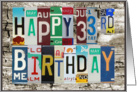 License Plates Happy 33rd Birthday Card Car Lover card