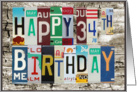 License Plates Happy 34th Birthday Card Car Lover card