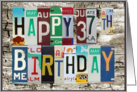 License Plates Happy 37th Birthday Card