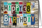 License Plates Happy 38th Birthday Card