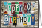 License Plates Happy 40th Birthday Card