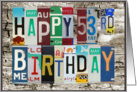 License Plates Happy 53rd Birthday Card