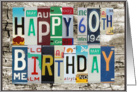 License Plates Happy 60th Birthday Card