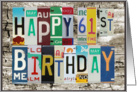 License Plates Happy 61st Birthday Card