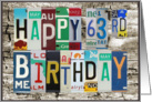 License Plates Happy 63rd Birthday Card