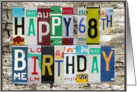 License Plates Happy 68th Birthday Card