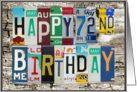 License Plates Happy 72nd Birthday Card