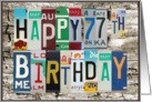 License Plates Happy 77th Birthday Card