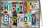 License Plates Happy 81st Birthday Card