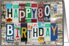License Plates Happy 80th Birthday Card