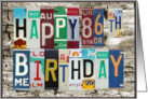 License Plates Happy 86th Birthday Card