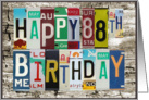 License Plates Happy 88th Birthday Card