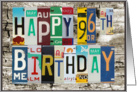 License Plates Happy 96th Birthday Card