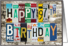 License Plates Happy 97th Birthday Card