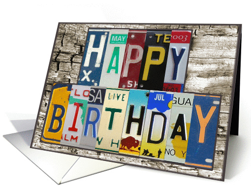 License Plates Happy Birthday Card Car Lover card (1007871)