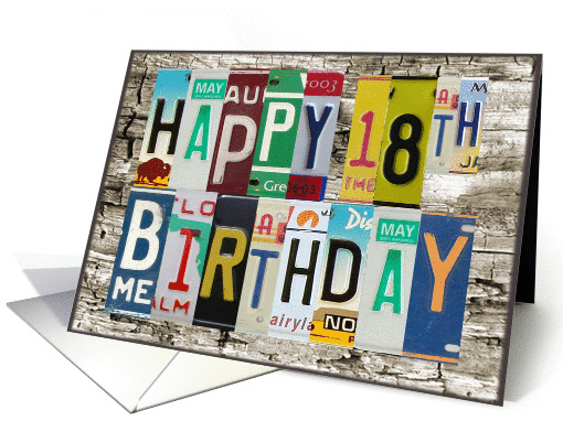 License Plates Happy 18th Birthday Card Car Lover card (1008531)