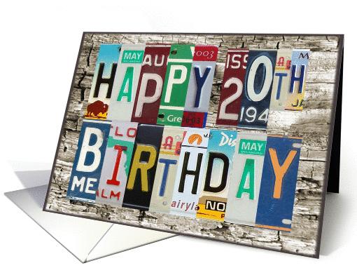 License Plates Happy 20th Birthday Card Car Lover card (1008535)