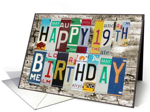 License Plates Happy 19th Birthday Card Car lover card (1008541)