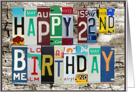 License Plates Happy 22nd Birthday Card Car Lover card