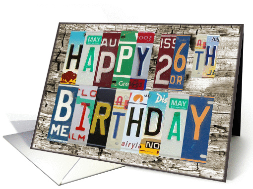License Plates Happy 26th Birthday Card Car Lover card (1008563)