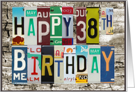 License Plates Happy 38th Birthday Card