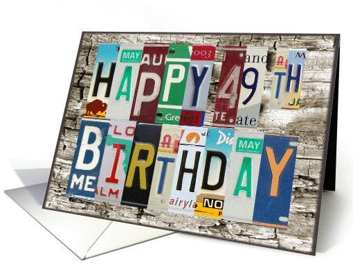 License Plates Happy 49th Birthday card (1009153)
