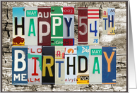License Plates Happy 54th Birthday Card