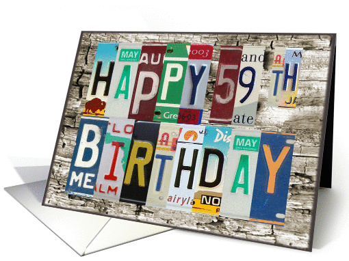 License Plates Happy 59th Birthday card (1010663)