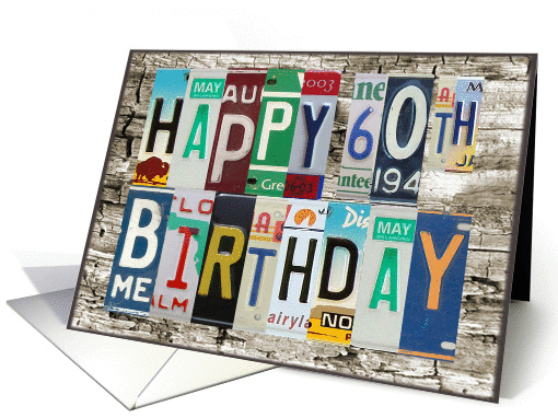 License Plates Happy 60th Birthday card (1010669)