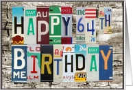 License Plates Happy 64th Birthday Card