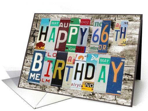 License Plates Happy 66th Birthday card (1010679)