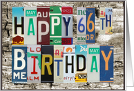 License Plates Happy 66th Birthday Card