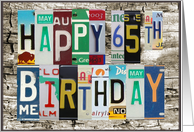 License Plates Happy 65th Birthday Card