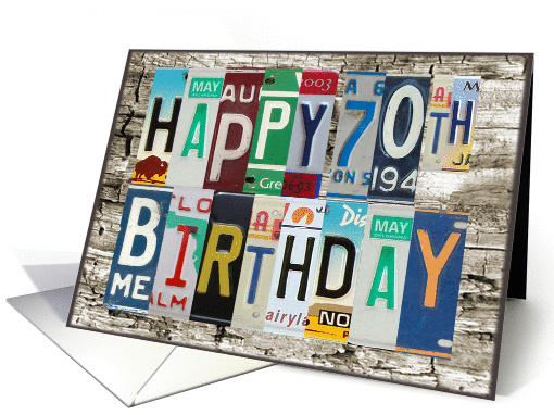 License Plates Happy 70th Birthday card (1010689)