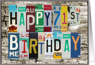 License Plates Happy 71st Birthday Card