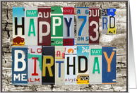 License Plates Happy 73rd Birthday Card