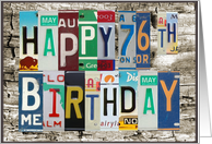 License Plates Happy 76th Birthday Card