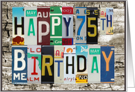 License Plates Happy 75th Birthday Card