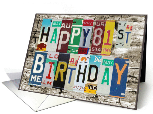 License Plates Happy 81st Birthday card (1010709)