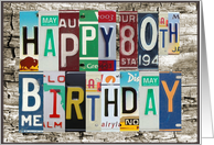 License Plates Happy 80th Birthday Card