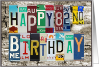 License Plates Happy 82nd Birthday Card