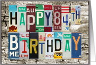 License Plates Happy 84th Birthday Card