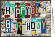 License Plates Happy 86th Birthday Card