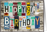 License Plates Happy 97th Birthday Card
