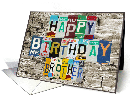 License Plates Happy Birthday Card, Brother Car Lover card (1010751)