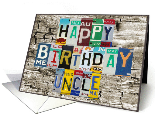 License Plates Happy Birthday Card, Uncle Car Lover card (1010755)