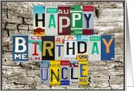 License Plates Happy Birthday Card, Uncle Car Lover card
