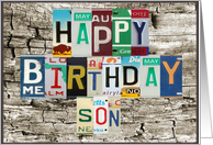 License Plates Happy Birthday Card, Son Car Lover card